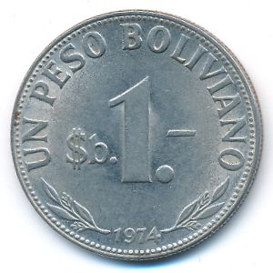 Bolivia, 1 peso boliviano, 1974