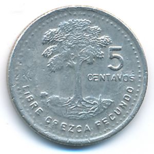 Guatemala, 5 centavos, 1988
