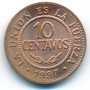 Bolivia, 10 centavos, 1997