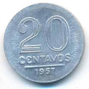 Brazil, 20 centavos, 1957