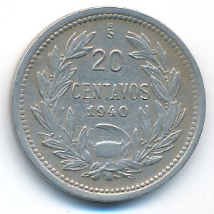 Chile, 20 centavos, 1940