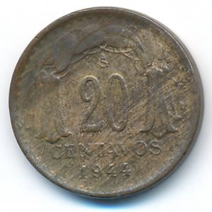 Chile, 20 centavos, 1944