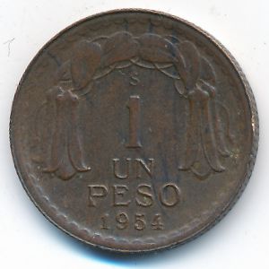 Chile, 1 peso, 1954