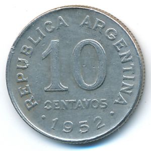 Аргентина, 10 сентаво (1952 г.)