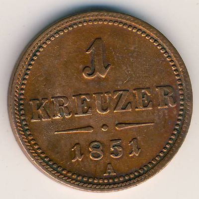 Austria, 1 kreuzer, 1851