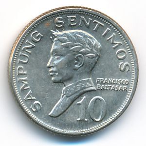 Philippines, 10 centimos, 1967–1974