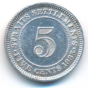 Straits Settlements, 5 cents, 1935
