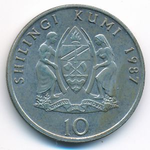 Tanzania, 10 shilingi, 1987–1989