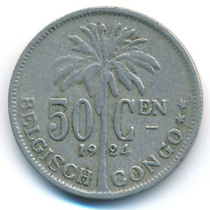 Belgian Congo, 50 centimes, 1924