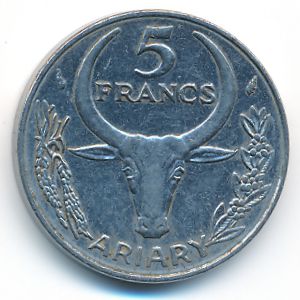 Madagascar, 5 francs, 1981