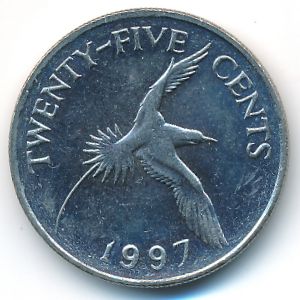 Bermuda Islands, 25 cents, 1997