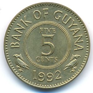 Guyana, 5 cents, 1992