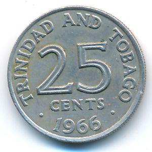 Trinidad & Tobago, 25 cents, 1966
