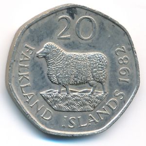 Falkland Islands, 20 pence, 1982