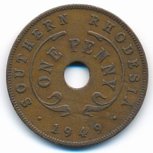 Southern Rhodesia, 1 penny, 1949