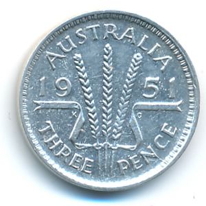 Australia, 3 pence, 1951