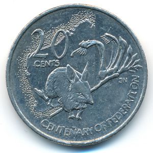 Australia, 20 cents, 2001