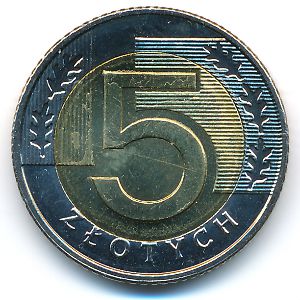 Poland, 5 zlotych, 1994–2017