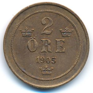Sweden, 2 ore, 1877–1905