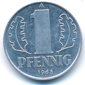 German Democratic Republic, 1 pfennig, 1963