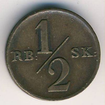 Denmark, 1/2 rigsbankskilling, 1838