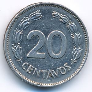 Ecuador, 20 centavos, 1972