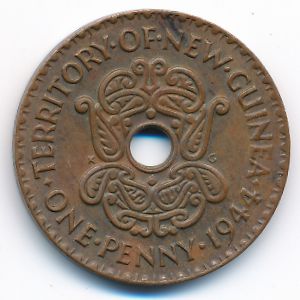 New Guinea, 1 penny, 1944