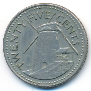 Barbados, 25 cents, 1973