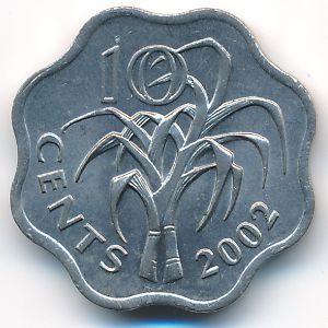 Свазиленд, 10 центов (2002 г.)