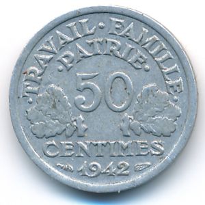 Франция, 50 сентим (1942 г.)