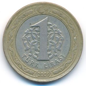 Turkey, 1 lira, 2009