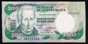 Colombia, 200 песо, 1988