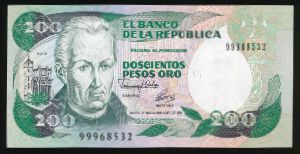 Colombia, 200 песо, 1992