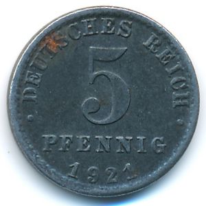 Germany, 5 pfennig, 1921