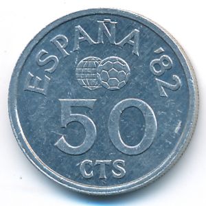 Spain, 50 centimos, 1980