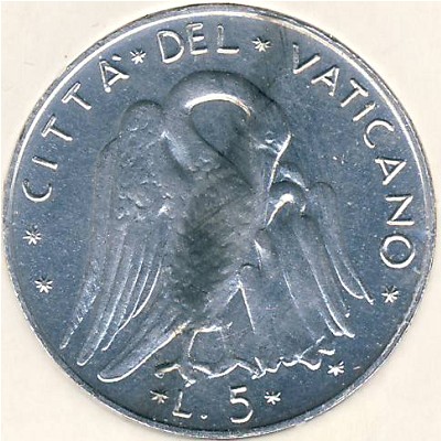 Vatican City, 5 lire, 1970–1977