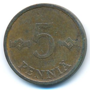 Finland, 5 pennia, 1969