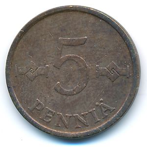 Finland, 5 pennia, 1975