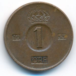 Sweden, 1 ore, 1953