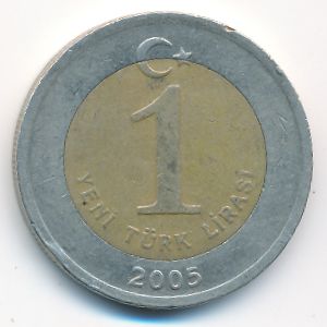 Turkey, 1 new lira, 2005