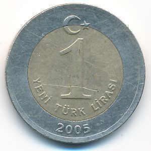 Turkey, 1 new lira, 2005