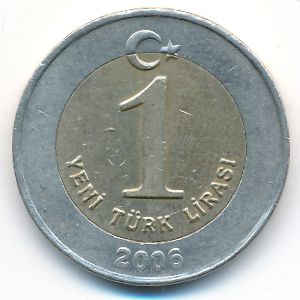 Turkey, 1 new lira, 2006