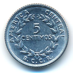 Costa Rica, 5 centimos, 1958