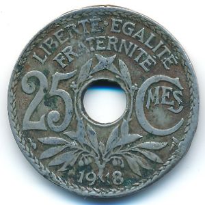 France, 25 centimes, 1918