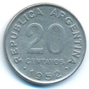 Аргентина, 20 сентаво (1952 г.)