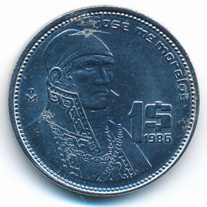 Mexico, 1 peso, 1986