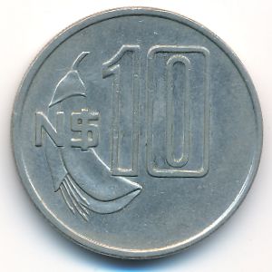 Uruguay, 10 nuevos pesos, 1981