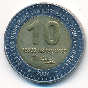 Uruguay, 10 pesos, 2000