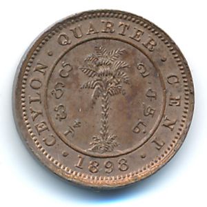 Цейлон, 1/4 цента (1870–1901 г.)