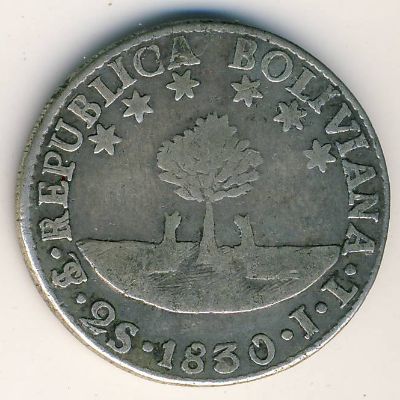 Боливия, 2 соля (1830–1831 г.)